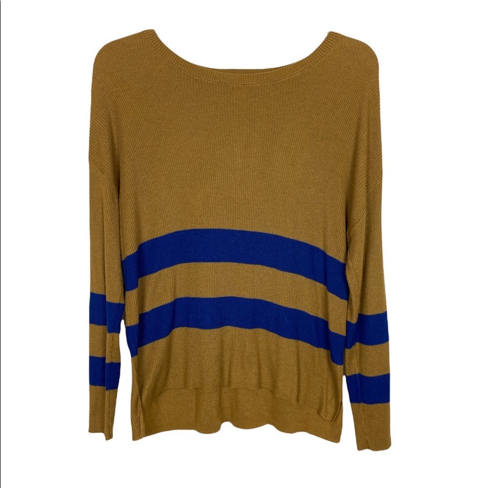 BP Varsity Sweater Golden Brown and Blue Striped Size XS